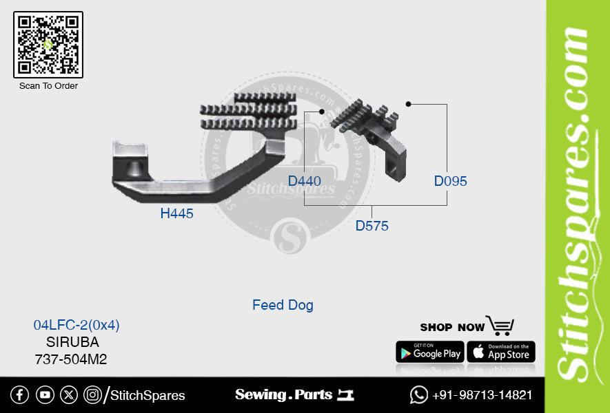 Strong-H H445 / D575 04LFC-2(0×4)mm Alimentador Siruba 737-504M2 Repuesto para máquina de coser overlock
