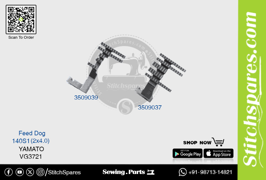 3509039 FEED DOG YAMATO VG-3721-140S1 (2×4.0) REPUESTO PARA MAQUINA DE COSER