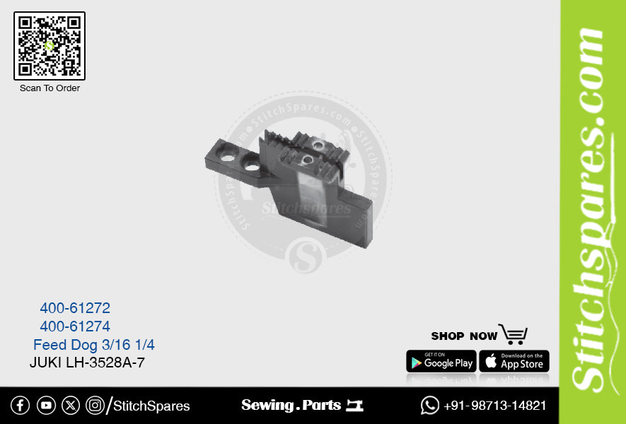 Strong H 400-61272 3/16 Feed Dog Juki LH-3528A-7 Repuesto para máquina de coser de pespunte de doble aguja