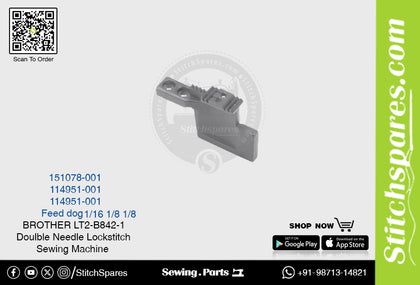 Strong-H 114951-001 1/8 Feed Dog Brother LT2-B842 -5 Double Needle Lockstitch Sewing Machine Spare Part