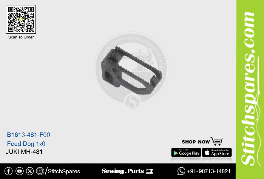 Strong H B1613-481-F00 Feed Dog Juki MH-481 1 aguja Repuesto para máquina de coser de pespunte de doble aguja