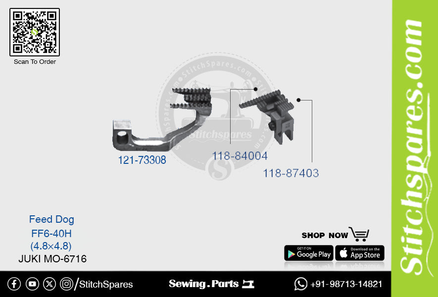 Strong-H 118-84004, 118-87403 Feed Dog Juki Mo-6716-Ff6-40h (4.8×4.8) Repuesto para máquina de coser