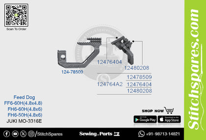Strong H 124-78509 / 12476404 / 12480208 Feed Dog Juki MO-3316E FF6-60H(4.8?4.8