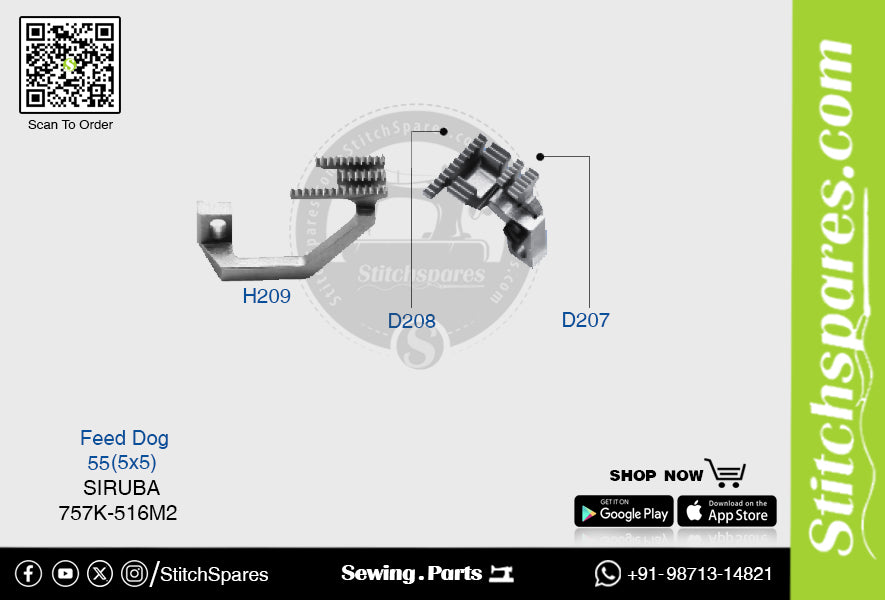 Strong-H H209 55(5×5)mm Alimentador Siruba 757K-516M2 Repuesto para máquina de coser overlock