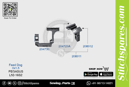 STRONG-H 204730 Feed-Dog PEGASUS L52-16S2 (0×1.5) Sewing Machine Spare Part