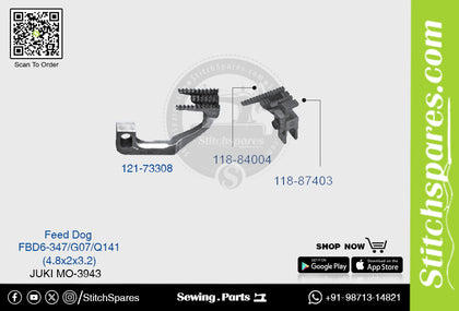 Strong H 121-73308 / 118-84004 / 118-87403 Feed Dog Juki MO-3943 FBD6-347/G07/Q141 (4.8?2?3.2)mm Double Needle Lockstitch Sewing Machine Spare Part