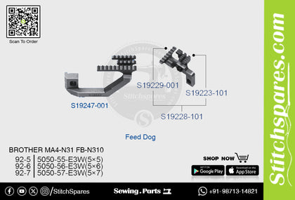 Strong H S19247-001 Feed Dog Brother MA4-N31 Overlock Sewing Machine Spare Part