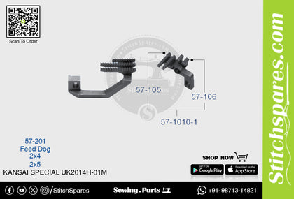 Strong H 57-201 / 57-1010-1 Feed Dog Kansai Special UK2014H-01M 2?4mm Double Needle Lockstitch Sewing Machine Spare Part
