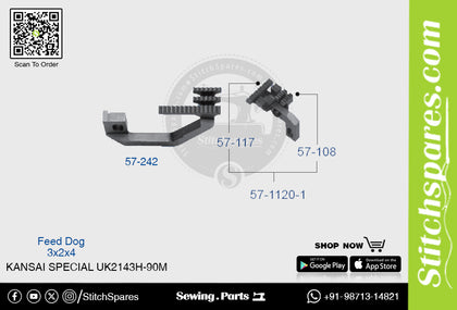 Strong-H 57-242 Feed Dog Kansai Special Uk-2143h-90m (3×2×4) Sewing Machine Spare Part