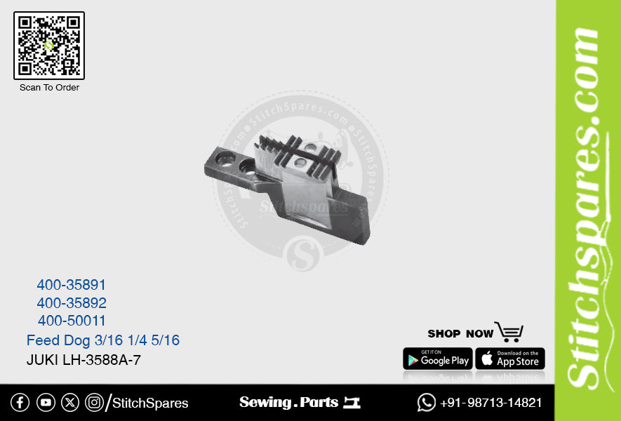 Strong H 400-35892 1/4 Feed Dog Juki LH-3588A-7 Repuesto para máquina de coser de pespunte de doble aguja
