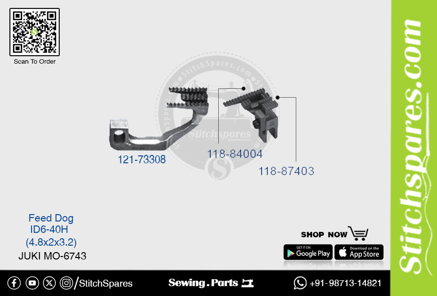 Strong-H 118-84004, 118-87403 Feed Dog Juki Mo-6743-Id6-40h (4.8×2×3.2) Repuesto para máquina de coser