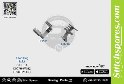 D3216 Feed Dog Siruba C007h-W152 (3×5.6) Sewing Machine Spare Part