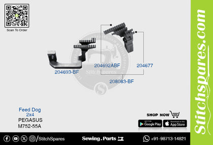 STRONGH 204693-BF Feed Dog PEGASUS M752-55A (2×4) Sewing Machine Spare Part