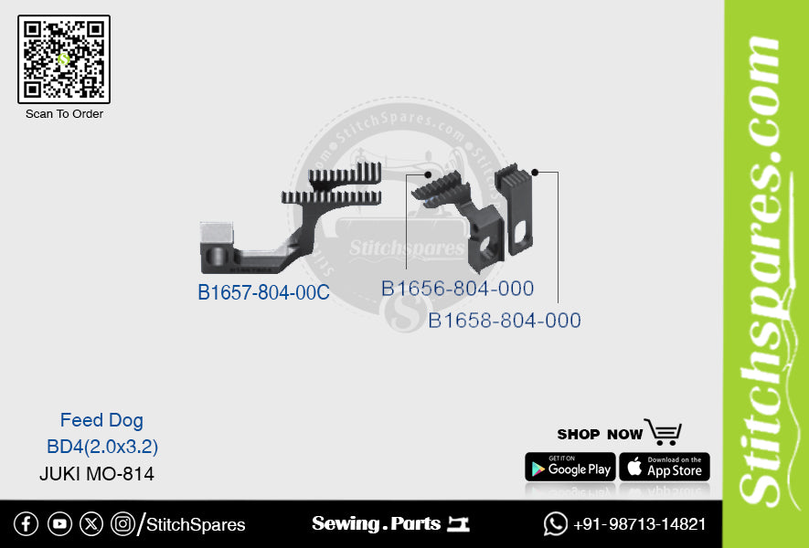Strong-H B1657-804-00c Feed Dog Juki Mo-814-Bd4 (2.0×3.2) Repuesto para máquina de coser