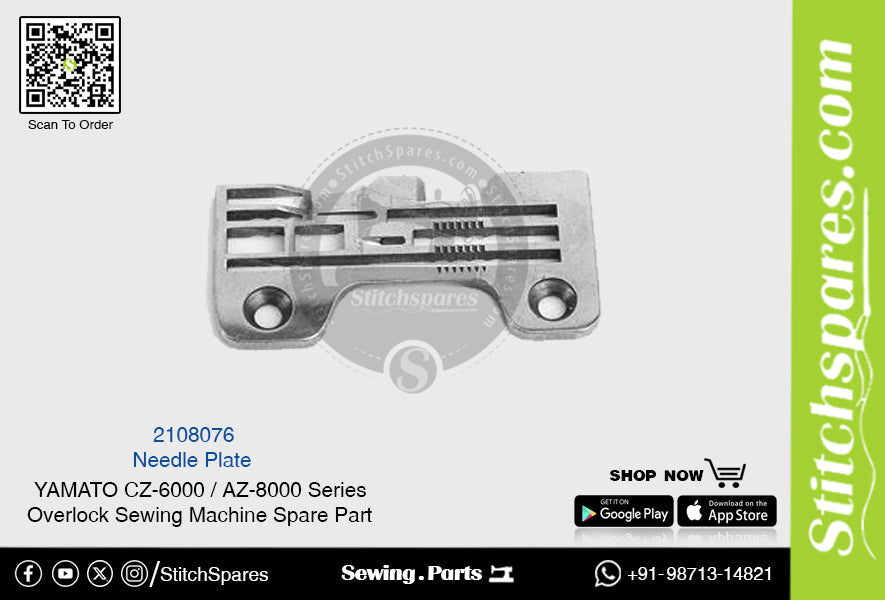 2108076 Placa de aguja Repuesto para máquina de coser overlock YAMATO serie CZ-6000 / AZ-8000