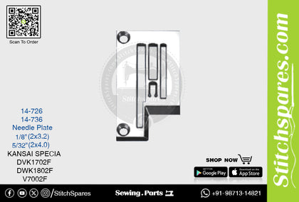 Strong H 14-736 5/32·2?4.0)mm Needle Plate Kansai Special DWK1802F V7002F Double Needle Lockstitch Sewing Machine Spare Part
