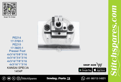STRONG-H 17-3760-1 PRESSER FOOT KANSAI SPECIAL 1404P (4×3-16) SEWING MACHINE SPARE PART