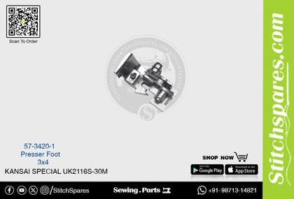 Strong-H 57-3420-1 Presser Foot Kansai Special Uk-2116s-30m (3×4) Sewing Machine Spare Part