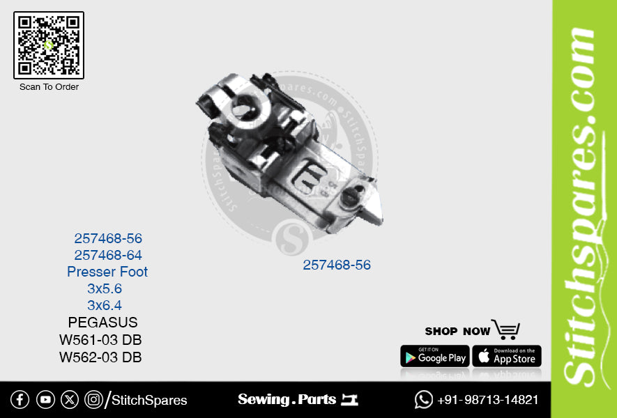 STRONG H 257468-56 Prensatelas PEGASUS W561-03 DB (3×5.6) Repuesto para máquina de coser