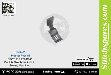 Strong-H 114948-001 1/8 Presser Foot Brother LT2-B845 -3/-5 Double Needle Lockstitch Sewing Machine Spare Part