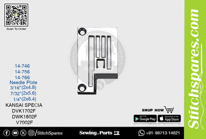 Strong H 14-766 1/4·2?6.4)mm Needle Plate Kansai Special V7002F Double Needle Lockstitch Sewing Machine Spare Part