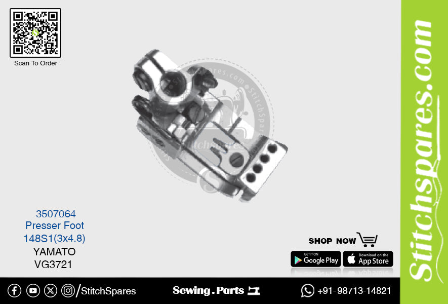 स्ट्रांग-एच 3507064 148एस1(3×4.8)मिमी प्रेसर फुट यामाटो वीजी3721 फ्लैटलॉक (इंटरलॉक) सिलाई मशीन स्पेयर पार्ट