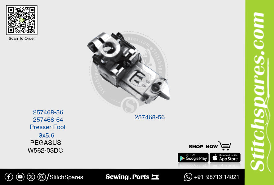 मजबूत एच 257468-56 प्रेसर फुट पेगासस W562-03DC (3×5.6) सिलाई मशीन स्पेयर पार्ट