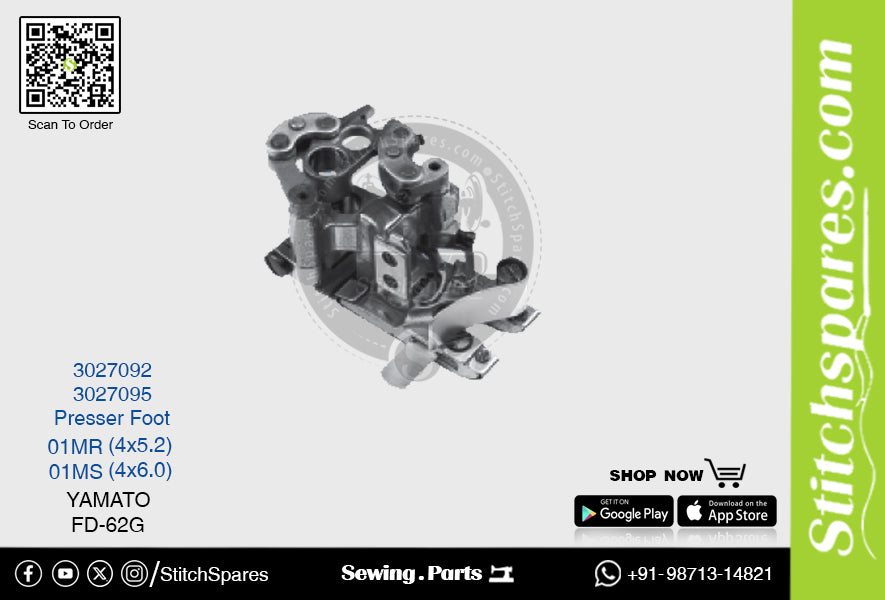 स्ट्रांग-एच 3027095 01एमएस(4×6.0)मिमी प्रेसर फुट यामाटो एफडी-62जी फ्लैटलॉक (इंटरलॉक) सिलाई मशीन स्पेयर पार्ट