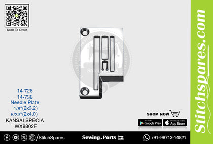 Strong H 14-726 1/8·2?3.2)mm Needle Plate Kansai Special WX8802F Double Needle Lockstitch Sewing Machine Spare Part