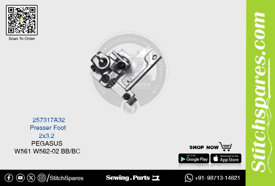 STRONG H 257317A32 Prensatelas PEGASUS W561 W562-02 BB-BC (2×3.2) Pieza de repuesto para máquina de coser
