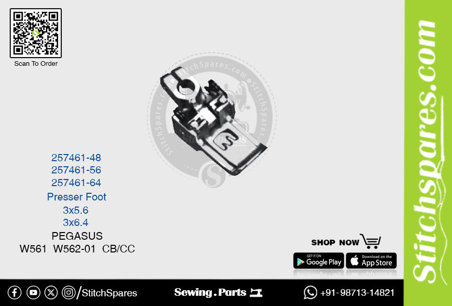 मजबूत H 257461-56 प्रेसर फुट पेगासस W561 W562-01 CB-CC (3×5.6) सिलाई मशीन स्पेयर पार्ट