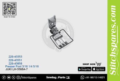 Strong H 226-40551 1/4 Presser Foot Juki LH-3568A-7 Double Needle Lockstitch Sewing Machine Spare Part