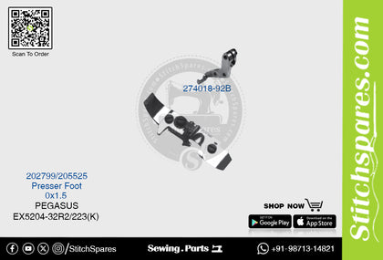 STRONG H 274018 92B 202799 205525 Presser Foot PEGASUS EX5204 32R2 223(K) (0×1.5) Sewing Machine Spare Part