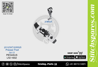 STRONG-H 201230C-205525, 208525 Presser Foot PEGASUS L52-16S2 (0×1.5) Sewing Machine Spare Part