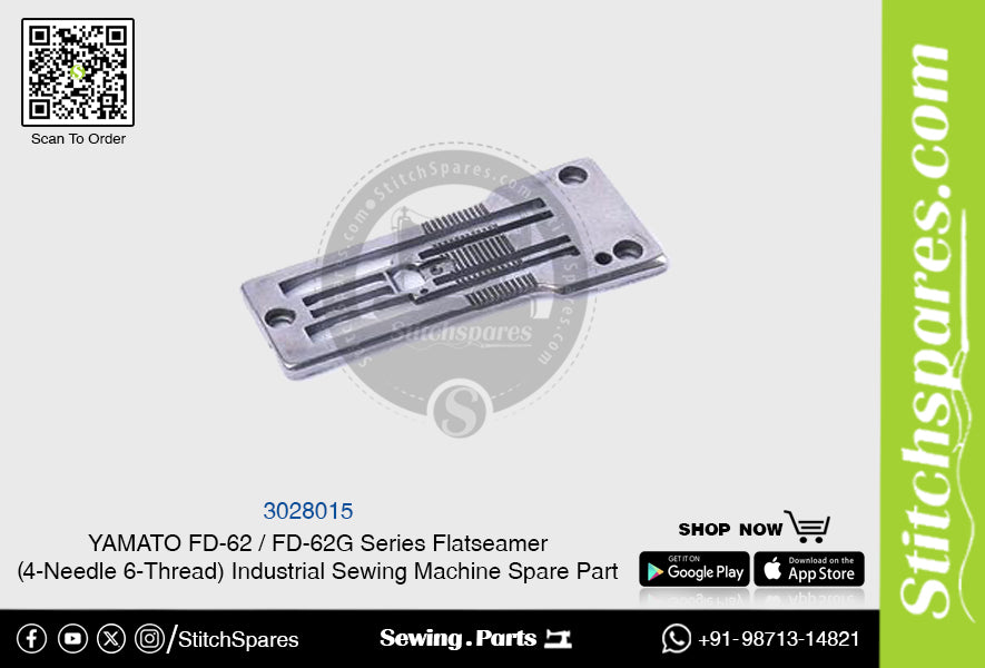 3028015 Placa de aguja YAMATO FD-62 FD-62G Serie Flatseamer (4 agujas y 6 hilos) Repuesto para máquina de coser industrial
