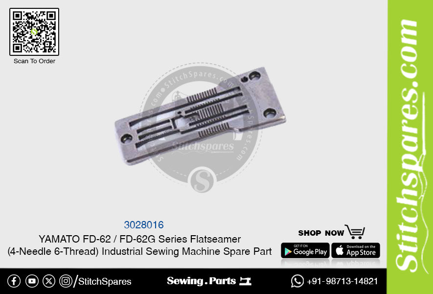 3028016 Placa de aguja YAMATO FD-62 FD-62G Serie Flatseamer (4 agujas y 6 hilos) Repuesto para máquina de coser industrial