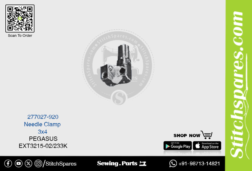 STRONG H 277027-920 Abrazadera de aguja PEGASUS EX-T3215-02 -233K (3×4) Repuesto para máquina de coser