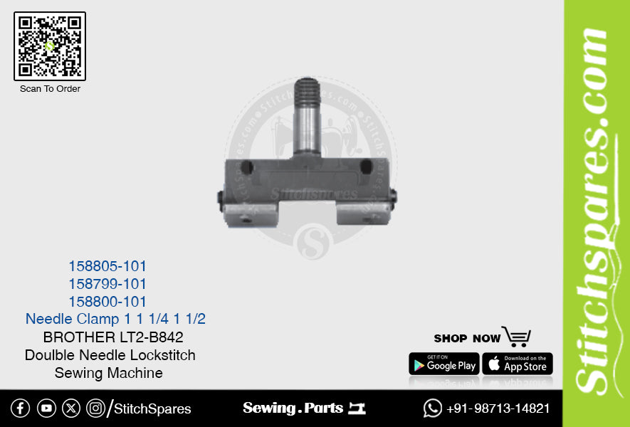 Strong-H 158805-101 1 Abrazadera de aguja Brother LT2-B842 -3 Repuesto para máquina de coser de pespunte de doble aguja