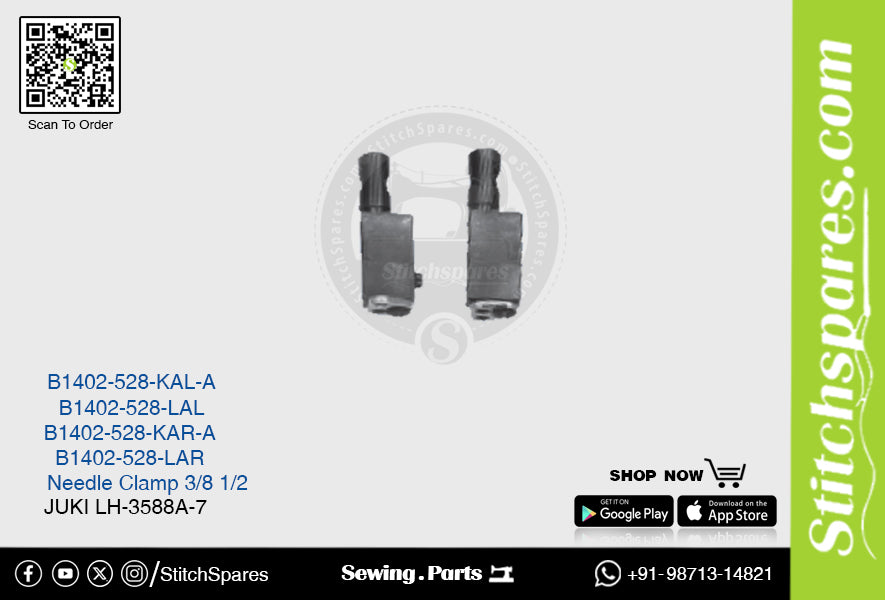Fuerte H B1402-528-LAL 1/2 Abrazadera de aguja Juki LH-3568A-7 Pieza de repuesto para máquina de coser de pespunte de doble aguja
