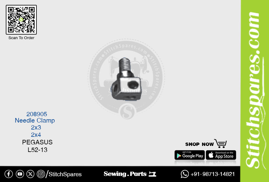 STRONG-H 208905 Abrazadera de aguja PEGASUS L52-13 (2×3) Repuesto para máquina de coser