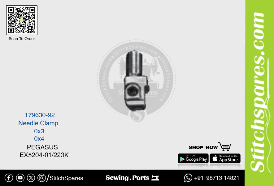 STRONG H 179630 92 Abrazadera de aguja PEGASUS EX5204 01 223K (0×4) Repuesto para máquina de coser