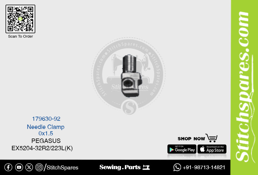 STRONG H 179630 92 Abrazadera de aguja PEGASUS EX5204 32R2 223LK (0×1.5) Repuesto para máquina de coser
