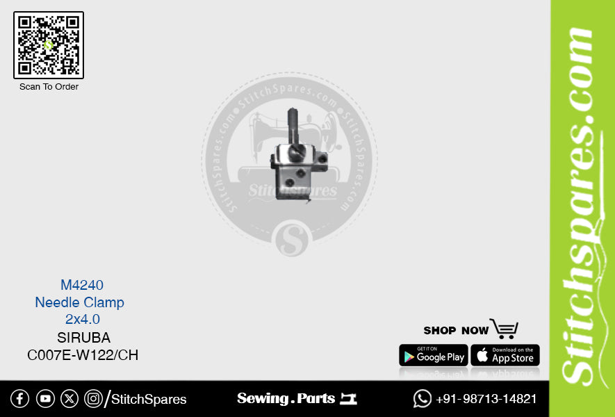 Strong-H M4240 2 × 4.0 mm Abrazadera de aguja Siruba C007E-W122/CH Repuesto para máquina de coser Flatlock (Interlock)