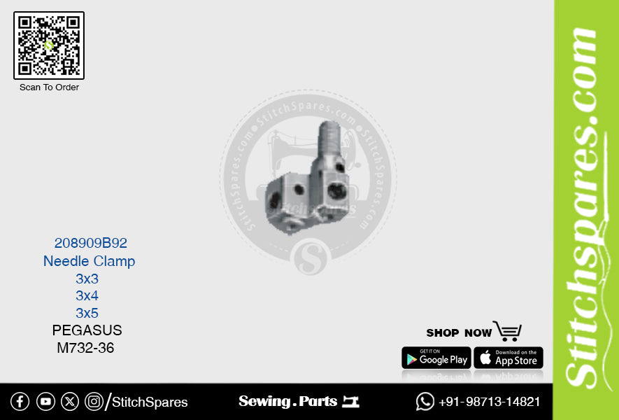 STRONG-H 208909B92 Abrazadera de aguja PEGASUS M732-36 (3×5) Repuesto para máquina de coser