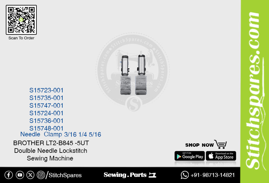 Strong-H S15735-001 1/4 Nadelklemme Brother LT2-B845 -5-UT Doppelnadel-Doppelsteppstich-Nähmaschine Ersatzteil