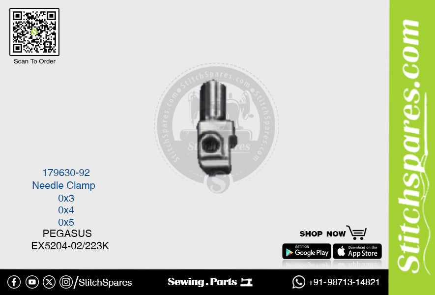 STRONG H 179630 92 Abrazadera de aguja PEGASUS EX5204 02 223K (0×4) Repuesto para máquina de coser