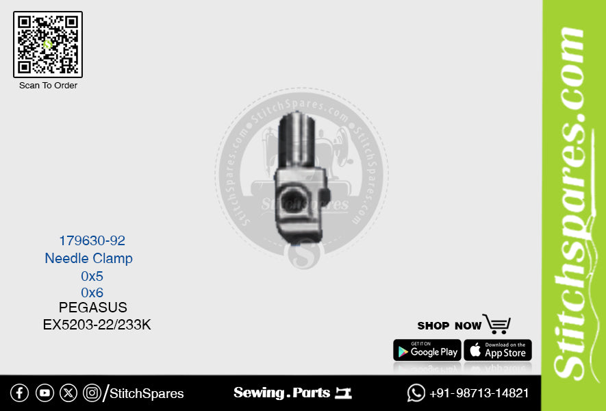 STRONG H 179630 92 Abrazadera de aguja PEGASUS EX5203 22 233K (0×6) Repuesto para máquina de coser