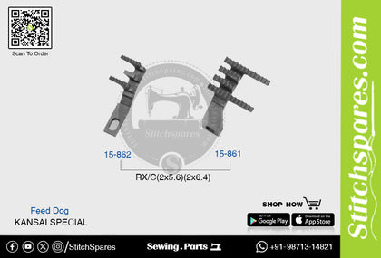 Strong-H 15-862 / 15-861 Feed Dog Kansai Special RX/C (2x5.6mm) (2x6.4mm) Industrial Sewing Machine Spare Part