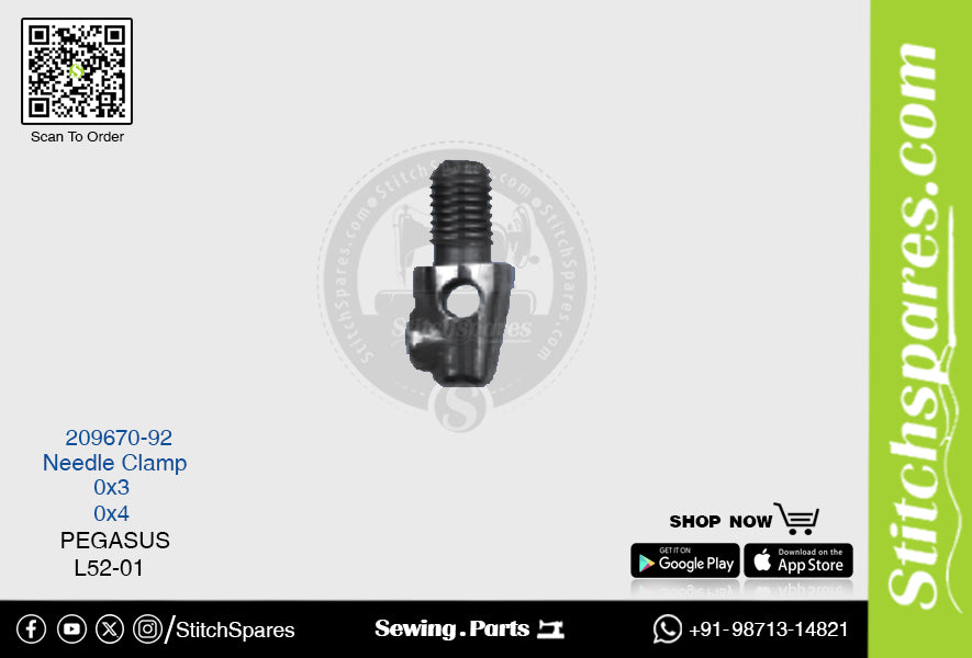 STRONG-H 209670-92 Abrazadera de aguja PEGASUS L52-01 (0×3) Repuesto para máquina de coser