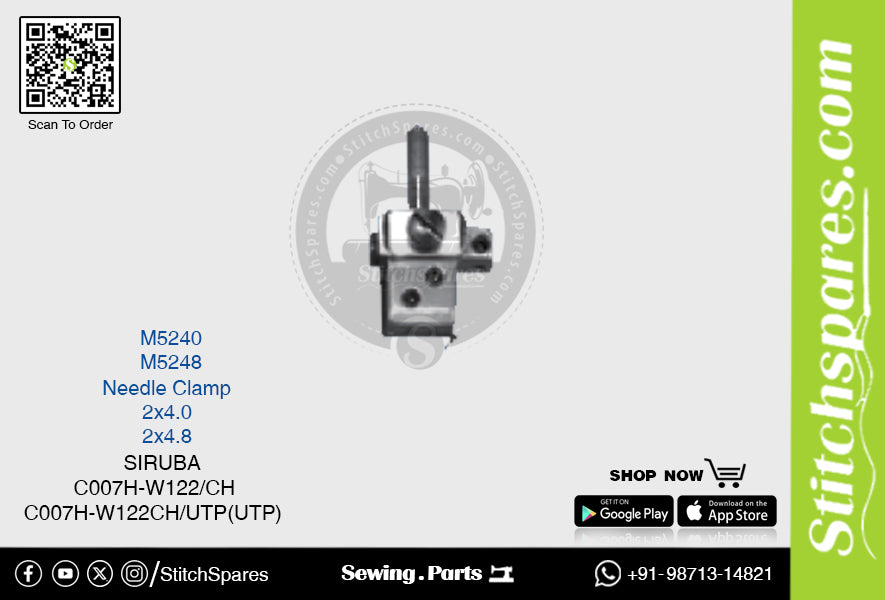 M5248 Abrazadera de aguja Siruba C007h-W122-Ch (2×4.8) Pieza de repuesto para máquina de coser